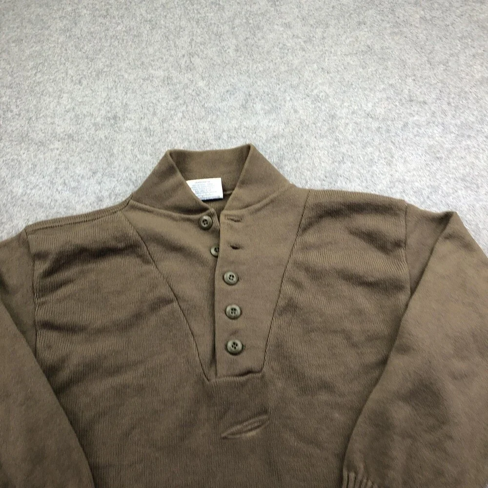 Vintage DSCP Sweater Mens Large Green Henley High Neck Army Heavy Knit Military